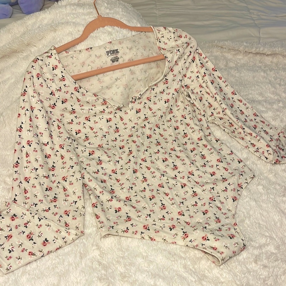Flowered PINK bodysuit, size L